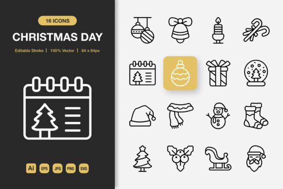 Christmas Day Outline Icons: A Toolkit for Modern Creativity