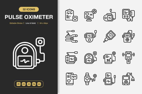 Essential Pulse Oximeter Icon Collection for Designers