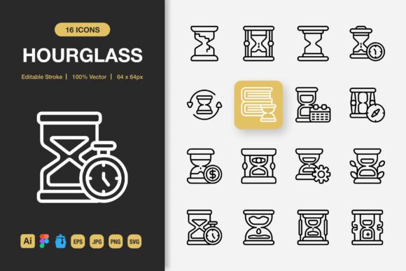 Hourglass Outline Icons: Minimalism for Modern Projects