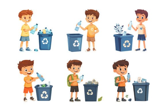 Kids Cleaning at Home Set: Playful, Professional Vector Art