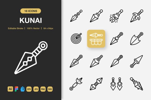 Kunai Outline Icons: A Modern Toolkit