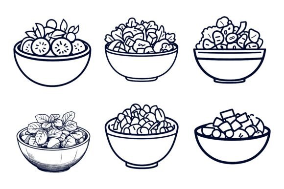 Salad Bowl: Your Cohesive Collection of Versatile AI EPS Illustrations