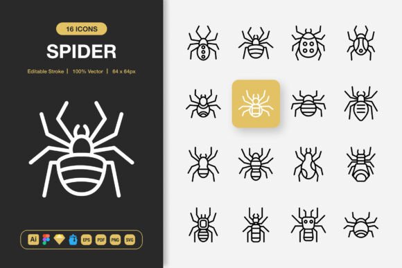 Spider Outline Icons: A Minimalist Icon Set for Every Project