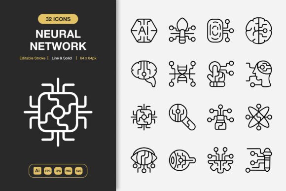 The Neural Network Icons Set: Minimalist Design for Any Project