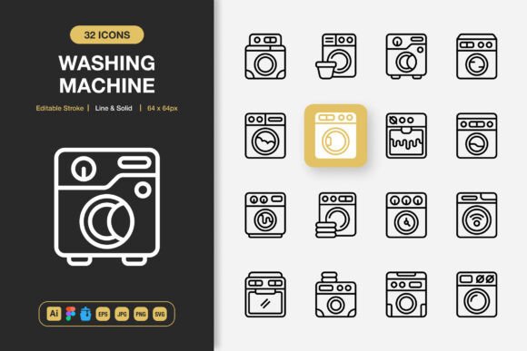 Washing Machine Icons: A Minimalist Design Asset for Modern Projects